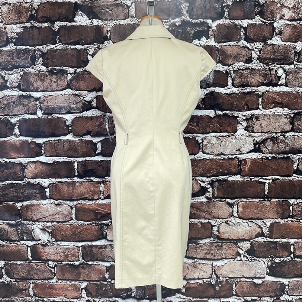 Tahari NWT Arthur S. Levine Dress Knee Length Khaki Tan Cap Sleeves Size 8 - Picture 10 of 15
